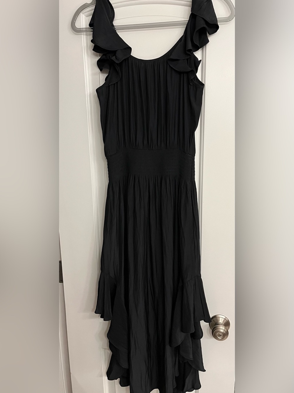 NWT Ramy Brook Black Ruffle-Trim Midi Skirt - Picture 5 of 7